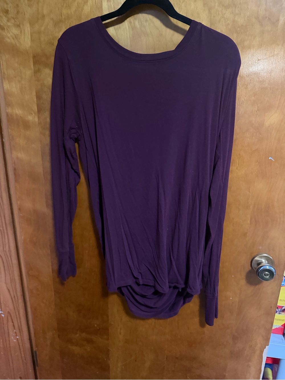Mono B Long Sleeve Twist Hem Tee - Plum